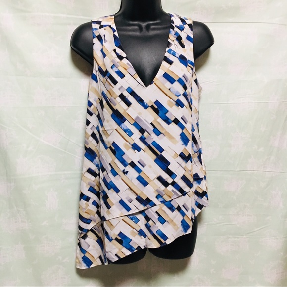 White House Black Market Tops - WHBM 100% silk v-neck, asymmetrical blouse